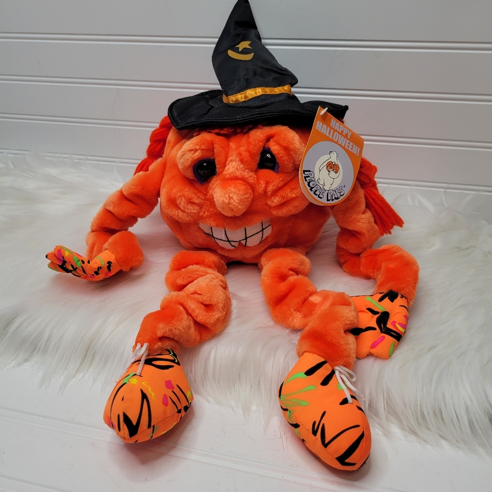 People Pals Pumpkin Orange Jack O Lantern Witch Hat Halloween Stuffed Toy Plush
